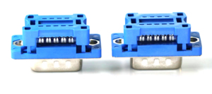 Connecteur de déplacement d'isolation D-SUB DIDC-9P en-tête mâle à verrouillage intérieur en deux pièces demi-plaqué or plastique bleu pour PCB DIN - Product Image 4