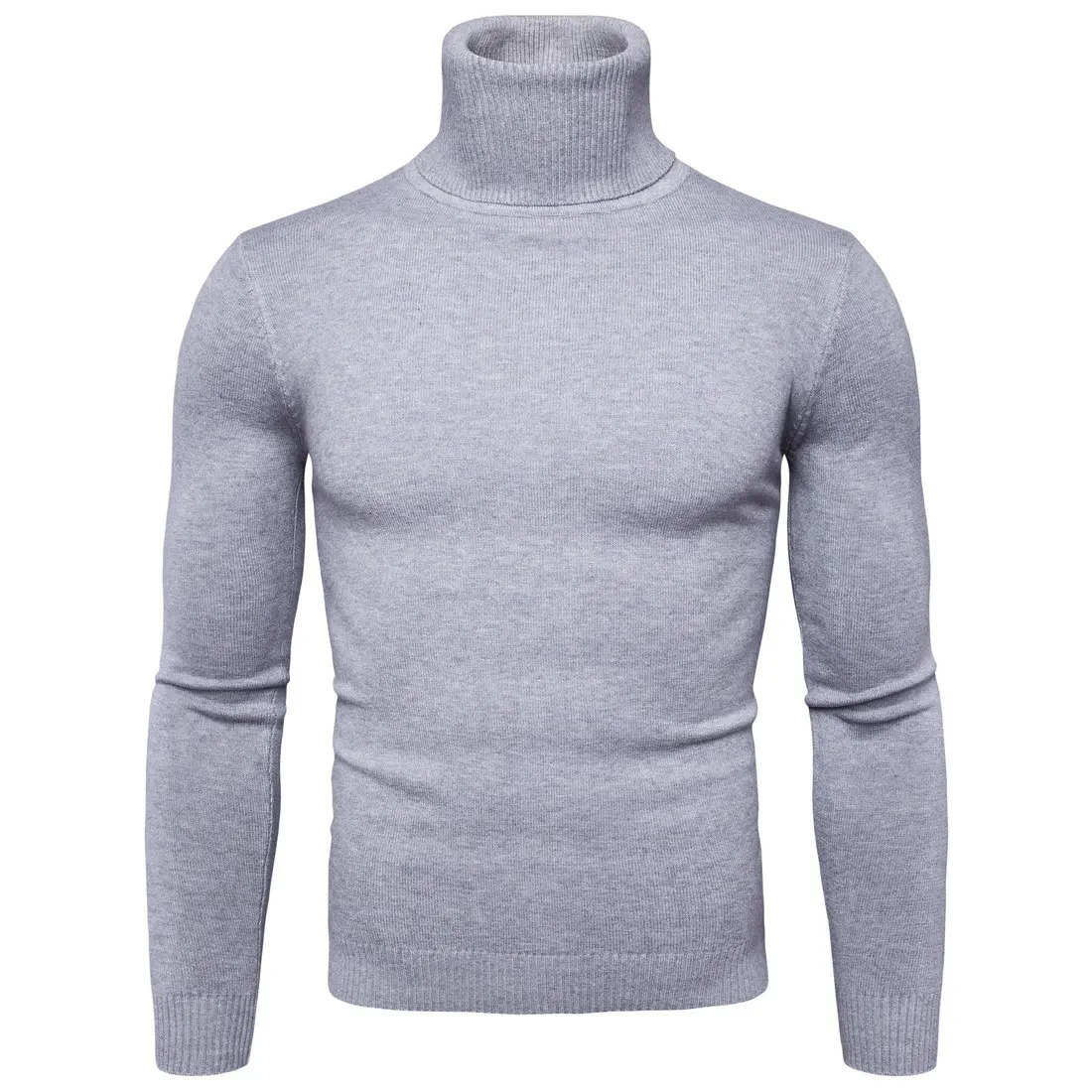 OEM factory Turtleneck Men's Knitted Sweater Autumn Simple Solid Color Lapel Pullover Slim Bottoming Shirt Basic Sweater