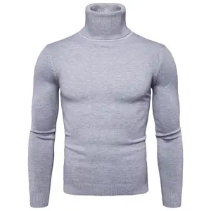 OEM 공장 터틀넥 남성 니트 스웨터 가을 간단한 단색 옷깃 풀오버 슬림 바닥 셔츠 기본 스웨터