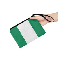 Dompet Koin Persegi Panjang Cetak Digital Poliester Bendera Nasional Nigeria Dompet Mini Lipat dengan Ritsleting Portabel