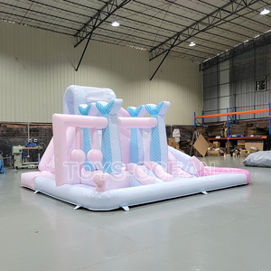 Pastel sirena princesa inflable Combo castillo hinchable tobogán PVC Casa de rebote tobogán piscina agua <span class=keywords><strong>Splash</strong></span> para niñas al aire libre - Product Image 3