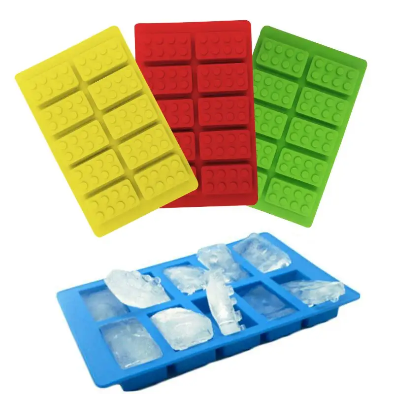 Easy To Release 10 Hole Building Block Puzzle Chocolate Cake Jelly Ice Cream Mold DIY Silicone Ice Tray Mold