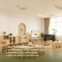 Ensemble de table et armoire de rangement sécurisée moderne Hikeylove pour garderie, crèche, salle de classe, école maternelle, mobilier en bois