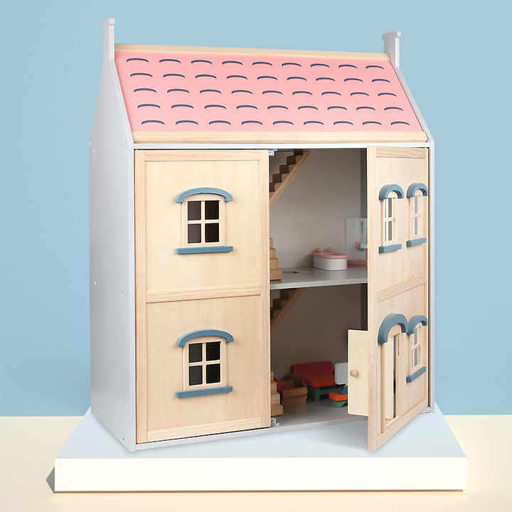 Wooden DIY Doll House Set with Furniture & Decor Kids Educational Toy ...