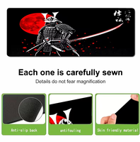 Tapis de souris Red Moon Samurai, grand tapis de clavier pour jeux et bureau, lisse, confortable, style anime ; durable