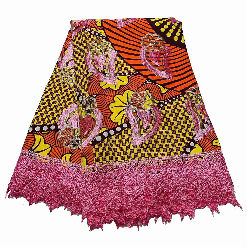 ナイジェリアアンカラリアルワックスアフリカンワックスプリント生地2021刺Embroidery水溶性ギピュールコードレース高品質女性男性用