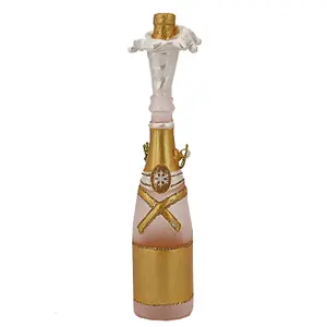 Kaca Dekorasi Natal Pesta Dekorasi Natal, Ornamen Botol Anggur Kuning Blown Tangan