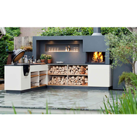 Four et grilles d'extérieur en acier inoxydable, gril à l'extérieur, île brûlant, meubles de cuisine intégrés, avec comptoir