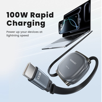 Toocki 100W Mini Cable de carga telescópico Blind-Pull Retráctil Multi-Posición Ajustable Textura mejorada