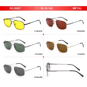 Sunray Wholesale TAC Green Smoke Brown Lens Metal Double Bridge Lightweight Unisex UV400 Round Polarized Sunglasses - Product Image 2