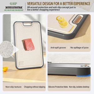 Tabla de Cortar Grande de Doble Cara, Antibacteriana, Antimoho y Duradera, Tabla de Cortar de Metal, Tabla de Cortar de Paja de Trigo y Titanio - Product Image 3