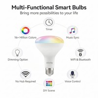 Ampoules LED intelligentes pour la maison, E26 BR30 RGBCW 8W 750LM ETL CEC Tuya Wifi, compatibles avec Alexa et Google App, à intensité variable