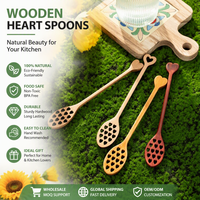 Cuillère à miel à long manche en bois de hêtre, cuillère à mélanger en bois naturel, ustensile de cuisine en bois pour mélanger le miel, le sirop, le café, le thé, les desserts