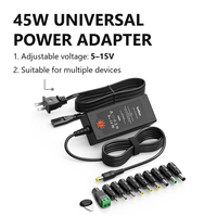 Adaptateur d'alimentation universel 45W AC DC 5V-15V pour appareils électroniques domestiques, bande lumineuse LCD LED, routeur, haut-parleur