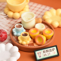 Kawaii nuage plateau café résine Flatback Cabochon pour bricolage crème colle accessoires faits à la main maison de poupée Miniature cuisine décorative