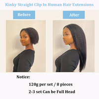 Extensions de cheveux humains lisses et bouclés à clipser, couleur naturelle, brésiliennes, 100% Remy, 120G, 8 pièces/ensemble, pour tête entière, fabriquées en Chine continentale