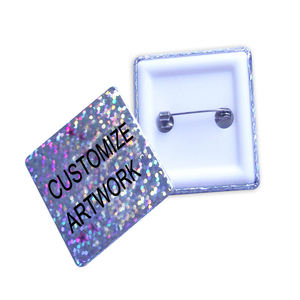 Custom Logo Kleurrijke Afdrukken Knipperende Pinnen Of Knoppen <span class=keywords><strong>Holo</strong></span> Vierkante <span class=keywords><strong>Pin</strong></span> Knop Teken - Product Image 1