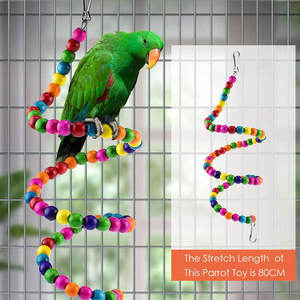 Natural <b>Wood</b> Ladder Colorful Hanging Shredding Toys Parrot Chew Wooden <b>Blocks</b> Bird Perch for Parakeets - Product Image 2