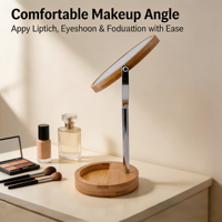 Miroir cosmétique portable en bambou, double face, design de bureau, grossissement, miroir de maquillage en bois écologique, moderne et personnalisé