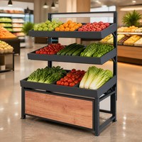 Metaal producten displayrek fruit groente standaard verstelbare hoogte kantelbare planken 150kg draagvermogen voor supermarkt fruitwinkel