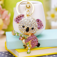 Magnifique Porte-clés Pendentif Ours Koala en Or avec Strass et Cristaux Diamantés – Accessoire de Mode Élégant