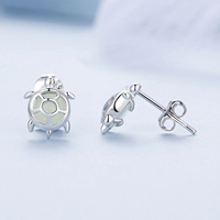 Boucles d'oreilles clous lumineuses en argent sterling 925, tortue de mer, pour femme, animal marin, brillent dans le noir, bijou mignon pour fille, cadeau BSE947