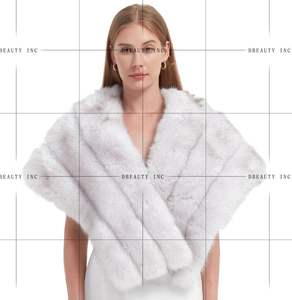 Luxury Women's Faux <b>Fur</b> PU Leather Shawl Winter Fluffy Cover up <b>Wraps</b> for Wedding Bridal Party - Product Image 4