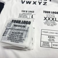 Étiquettes de marque personnalisées durables pour vêtements, impression textile, toucher doux, encre blanche, vente en gros, faible MOQ, étiquettes de marque DTF pour vêtements