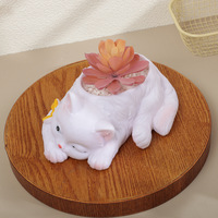 Pot de fleurs réaliste en résine en forme de chat, pot créatif pour plantes succulentes, décoration de bureau et de maison, style nordique