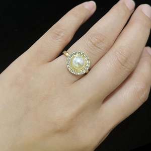 Parure de bijoux pour femme, motif géométrique chrétien, imitation perles, plaqué argent, collier, boucles d'oreilles, bague, pour mariages et occasions spéciales - Product Image 4