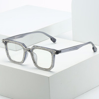 DOISYER-Montura de gafas cuadradas para mujer, decoración de diamantes de imitación, antiluz azul, óptica