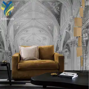 YKEAX 036欧洲现代3D壁画银金墙装饰基督教教堂装饰壁纸