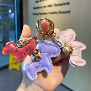 Fashion Leather Pony Pendant Keychain Charm Women Bag Pendant <b>Key</b> <b>Chains</b> Creative Lucky Horseback Money Bag Accessories Keyring - Product Image 2