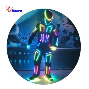 Fantasia futurista com led robô, luminosa, para dança, cosplay, roupas rave, fantasia de halloween