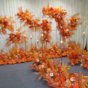 Arrangement floral de mariage en <span class=keywords><strong>soie</strong></span> orange brûlé, style automne, pour la décoration de fond de scène - Product Image 1