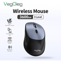 Souris sans fil silencieuse VegGieg Factory, nouveau logo personnalisé, 2.4G BT, ergonomique, pour bureau, gaming, touches 3D, double mode