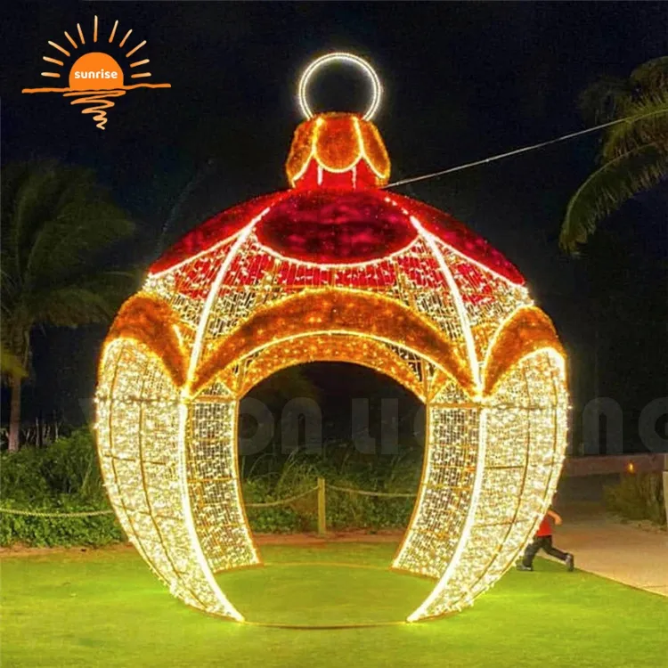 Shopping mall luxury Christmas lights popular colorful outdoor waterproof 3d pattern lighting LED giant Christmas ball