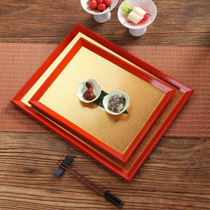 Bandeja Rectangular para Servir Estilo Japonés con Borde Dorado y Rojo, Antideslizante, de Grado Comercial, para Uso en Hoteles y Restaurantes - Product Image 3
