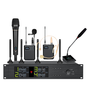 uwh-D4 Rack Mount 4 Way UHF <b>Wireless</b> Mic Receiver, Multi-Type Transmitter Handheld/Lapel/<b>Headset</b>/Desktop Conference <b>Microphone</b> - Product Image 1