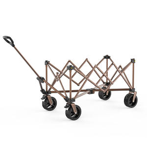 Carrito de Camping Plegable Portátil con Capacidad de Carga de 150 kg, Marco Metálico de Cuatro Ruedas, Color Marrón, Carrito de Almacenamiento para Exteriores, para Picnic y Viajes - Product Image 1