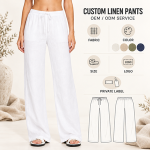<span class=keywords><strong>Pantaloni</strong></span> da Spiaggia a Gamba Larga per Donna in <span class=keywords><strong>Cotone</strong></span> e <span class=keywords><strong>Lino</strong></span>, Personalizzabili e all'Ingrosso - Product Image 4