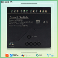 Fonctionne avec le commutateur intelligent Wifi Tuya 4CH 85-250v sans USB, télécommande RF433 APP, relais 4 canaux, compatible avec Alexa Google Home