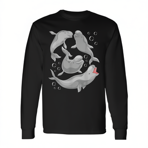 T-shirt à manches longues avec motif de baleine Beluga, créature marine, design pour les amoureux des animaux - Product Image 2