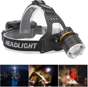 Lampe frontale rechargeable USB super lumineuse 10W haute puissance 1000 lumens XHP50 à 3 modes avec lentille réglable et zoom - Product Image 4