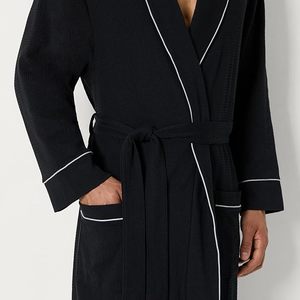 Custom Logo Cotton Soft <strong>Waffle</strong> Bathrobe Sizes Larger And Extra-large Can Be Customized Hommey Mens <strong>Black</strong> <strong>Robe</strong> - Product Image 3