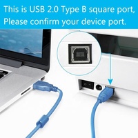 Cable de Impresora USB 2.0 a Macho B, Anillo Magnético de PVC Azul, Longitud Personalizable (1M-10M), 12 Meses de Garantía para Computadora