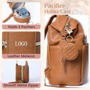 Étui de rangement pour sucettes en cuir PU pour voyage en extérieur avec clip et couvercle, mini sac de rangement pour sucettes pour poussette avec fermoir - Product Image 2