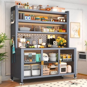 Meuble de rangement de cuisine moderne en acier, robuste, <span class=keywords><strong>multi</strong></span>-niveaux, peu encombrant, polyvalent, autoportant, servant également de buffet de salle <span class=keywords><strong>à</strong></span> manger et de meuble de rangement pour cuisines - Product Image 4
