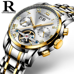 Montres automatiques mécaniques pour hommes <span class=keywords><strong>ONTHEEDGE</strong></span>, acier inoxydable, étanches, date, semaine, vert, mode classique, montres-bracelets, Reloj Hombre - Product Image 3