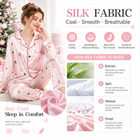 Conjunto de Pijamas de Satén Elegantes de Verano para Mujer, Ropa de Dormir Bordada Personalizada hasta la Rodilla, Diseño Sólido con Cierre Elástico en la Cintura